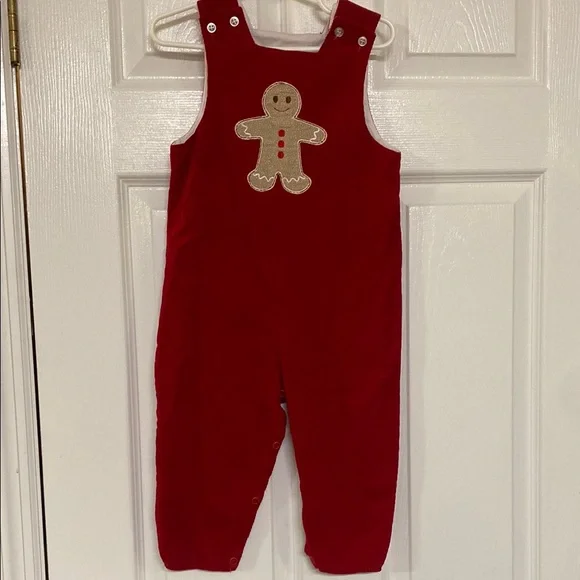 24M Red Gingerbread Overalls - Picture 1 of 6